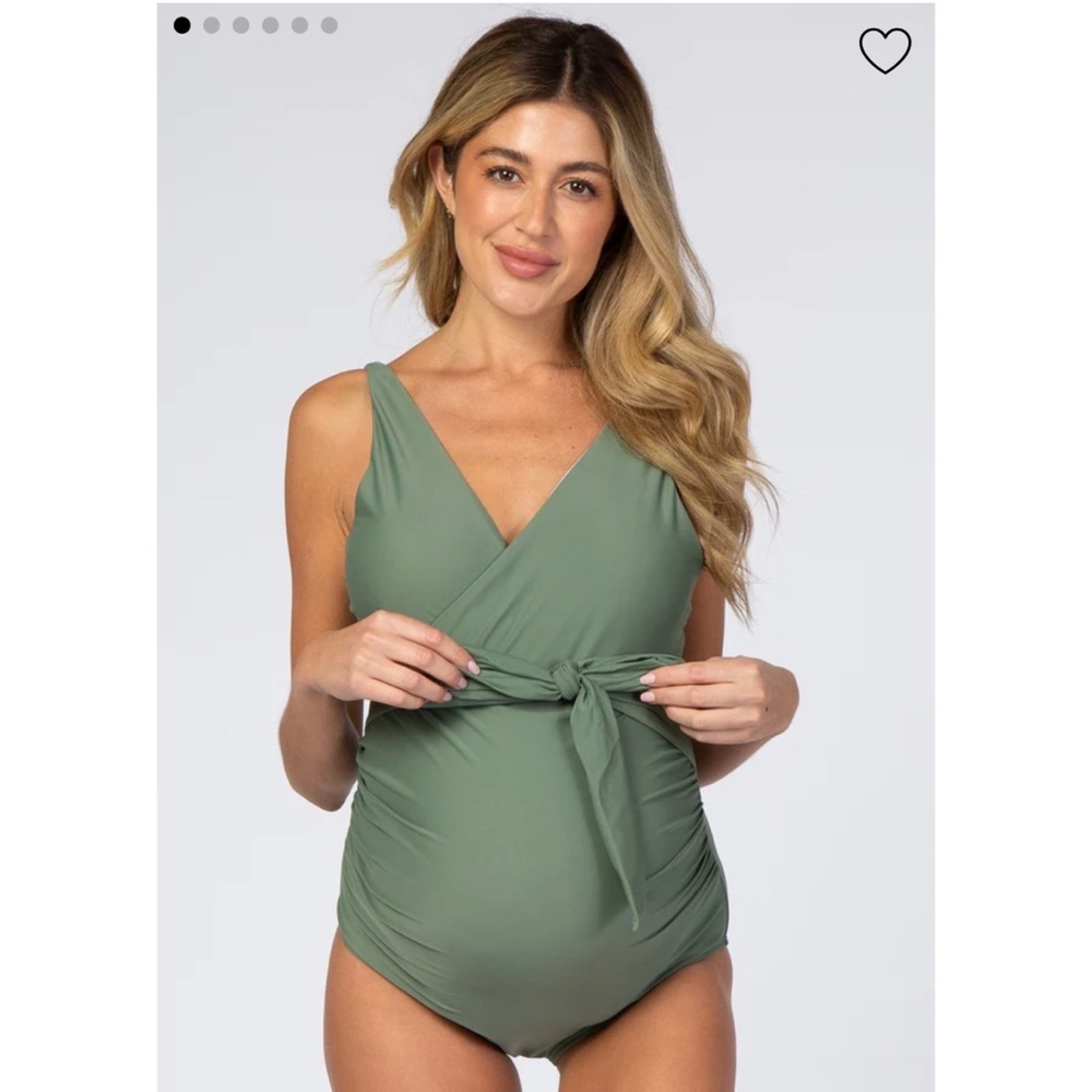 NWT!! Olive Waist Tie Maternity One-Piece Swimsuit